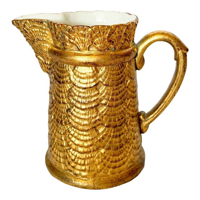 Vintage Gilt Italian Shell Motif Pitcher For Sale