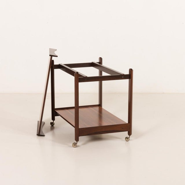 Brown Mid-Century Italian Serving Cart in Rosewood, 1960s For Sale - Image 8 of 18