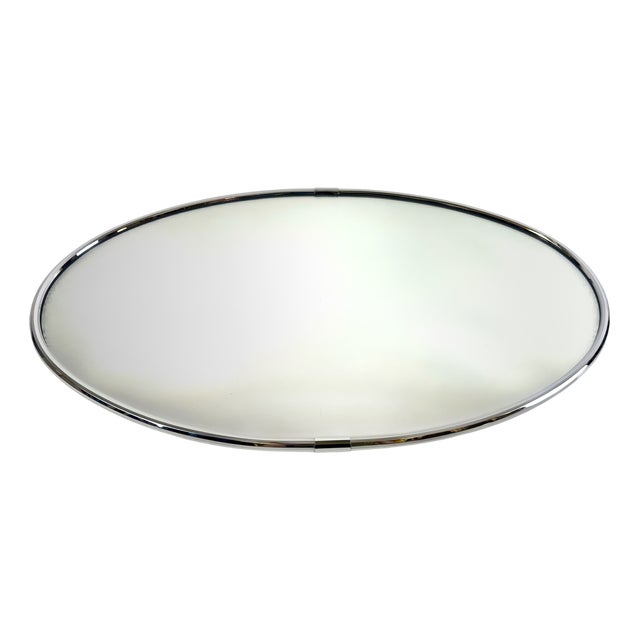Mid-Century Modern German Nickel-Plated Eliptical Wall Crystal Mirror from Planilux, 1973 For Sale