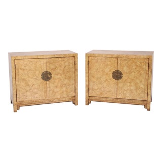 Pair of Contemporary Henredon Faux Tortise Decorated Cabinets For Sale