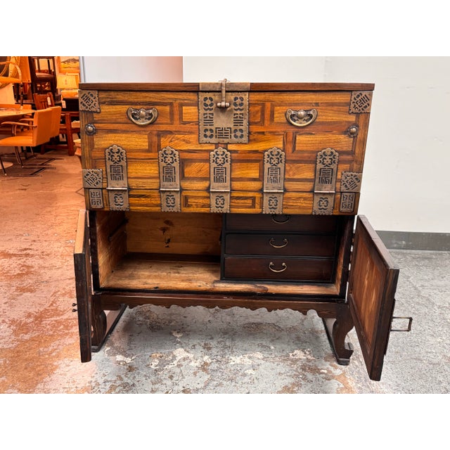 Korean Drop Front Storage Desk, Antique For Sale In San Francisco - Image 6 of 12