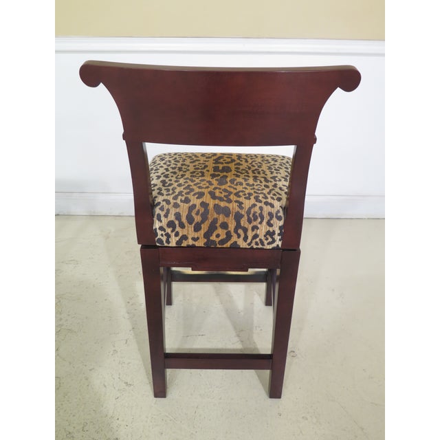 Hancock & Moore Leopard Print Counter Height Swivel Chairs a Pair