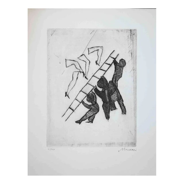 Mino Maccari, Figures, Original Etching, Mid, 20th-Century For Sale