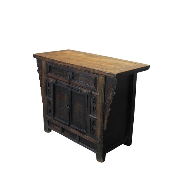 Chinese Antique Naturally Distressed & Aged Elm Altar Cabinet For Sale - Image 3 of 9