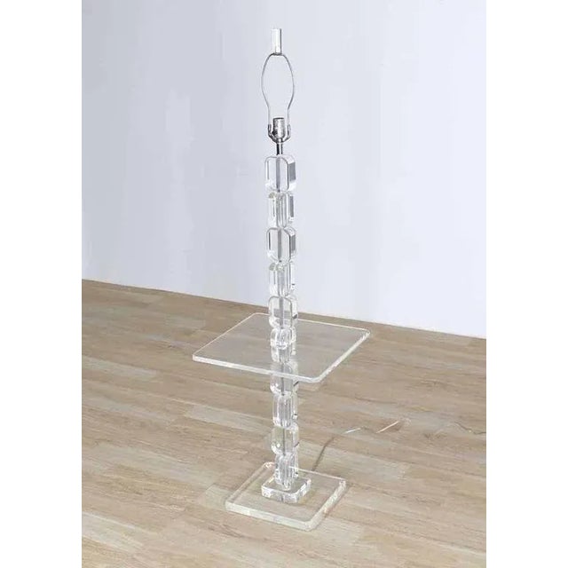 Mid-Century Modern Vintage Mid Century Lucite Floor Lamp Side Table For Sale - Image 3 of 9