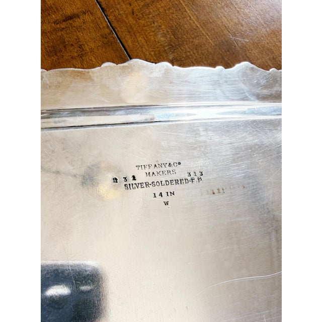 Victorian Antique Silver Plated Tiffany & Co Serving Tray For Sale - Image 3 of 6