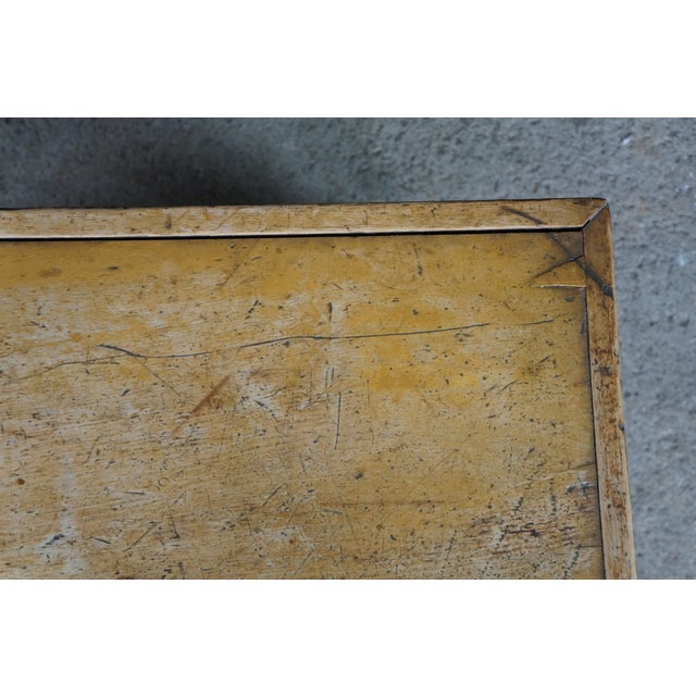 Primitive Antique Early American Painted Oak Blanket Trunk Chest Coffee Table For Sale - Image 11 of 18