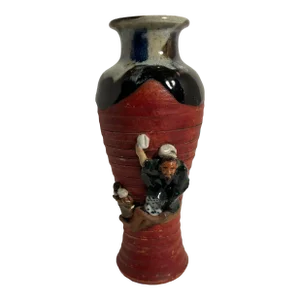 Antique 1900's Japanese Sumida Gawa Pottery Vase Signed by 良斎 Inoue Ryosai