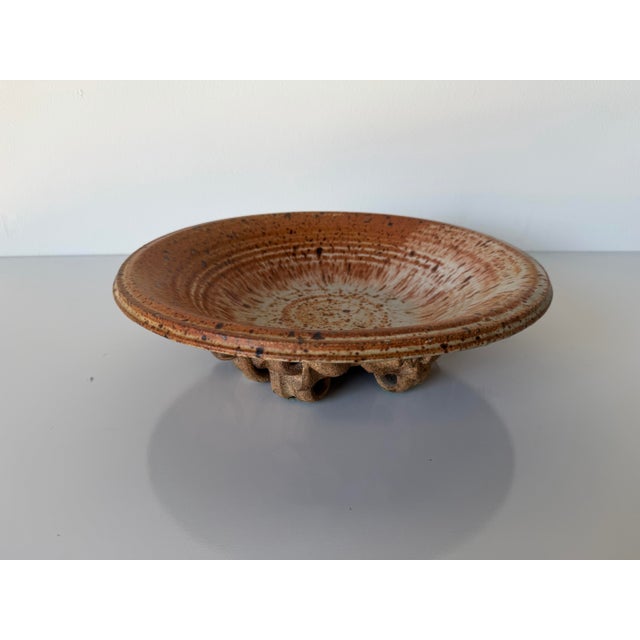 1980s Thomas Reece Organic Speckled Studio Pottery Sculptural Plate For Sale - Image 10 of 12