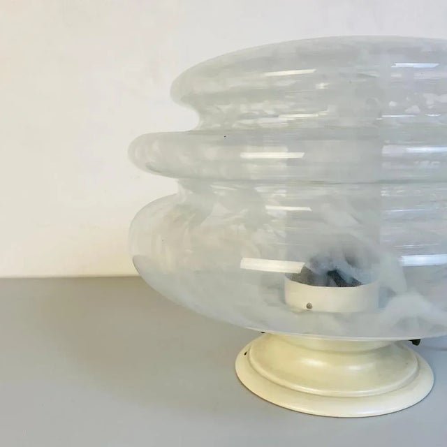 Mid-Century Italian Modern Glass Table Lamp with Abstract Decoration, 1970s For Sale - Image 6 of 9