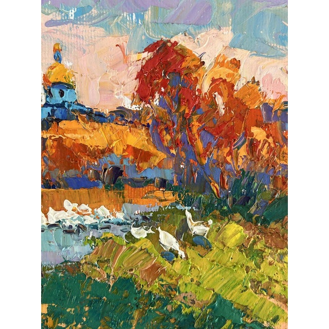 Oil Painting Evening at the Church Pond Oksana Ivanyuk For Sale - Image 9 of 11