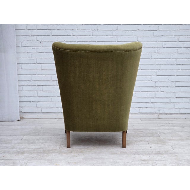 Danish Beech Highback Armchair with Velour Upholstery, 1960s For Sale - Image 10 of 18