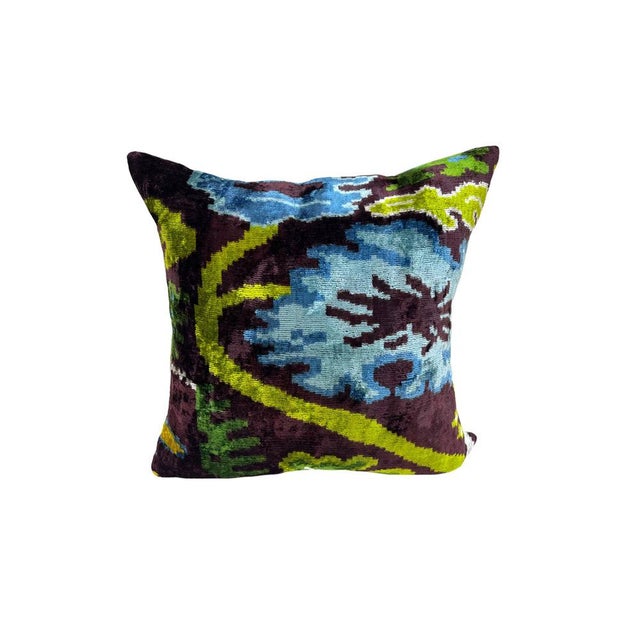 Velvet Silk Cushion Cover with Colorful Design, 2000s For Sale - Image 11 of 11