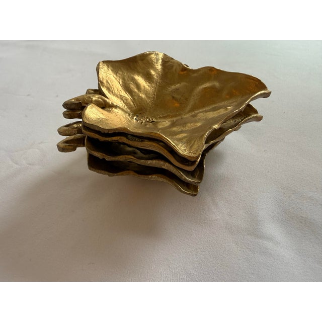 Vintage Brass Set of 4 Oak Leaf Catchall Plates or Ash Trays For Sale - Image 12 of 12