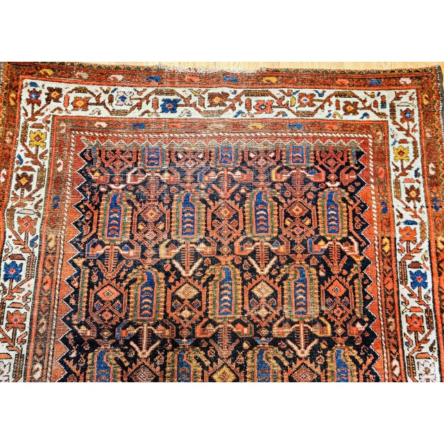 Vintage Persian Malayer Rug, Hand-Knotted Wool, Paisley Pattern, 5x6, Navy & Ivory For Sale - Image 11 of 18