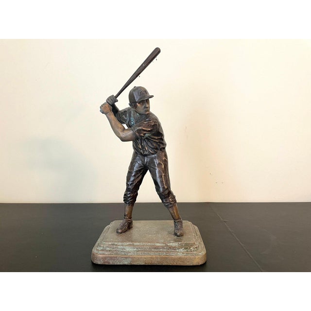 Maitland - Smith Vintage Maitland-Smith Bronze Patina & Brass Baseball Player For Sale - Image 4 of 9