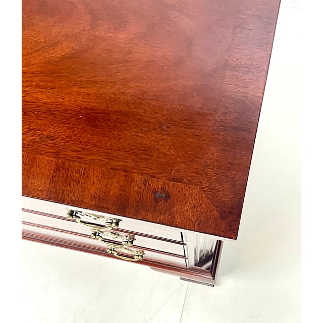 Late 20th Century Baker Furniture Chippendale Style Mahogany 3-Drawer Nightstands - A Pair For Sale - Image 18 of 18