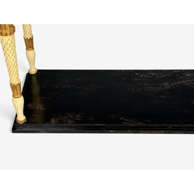 Maison Jansen Attr, Neoclassical Style Console Tables, Carved Wood, Black Marble For Sale - Image 13 of 17