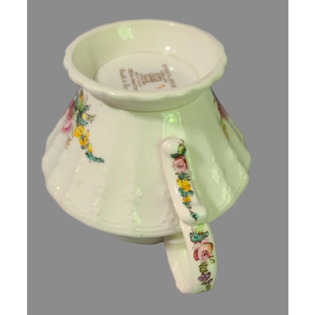 Copeland Spode's "Jewel" Hand Painted Heath & Rose Floral Sugar Bowl & Creamer Set For Sale - Image 10 of 11