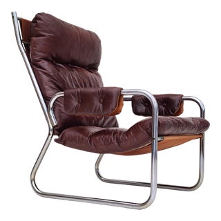 70s, Danish Design, Lounge Chair, Leather, Original Condition For Sale
