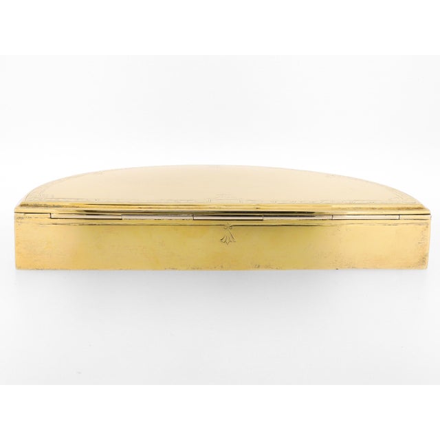 Antique Gorham Art Deco Gilt Sterling Silver Half Round Dresser or Jewelry Box For Sale In Philadelphia - Image 6 of 15