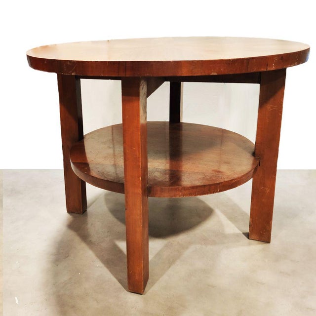 Brown Round Coffee Table by Architetti Artigiani Anonimi, 1930s For Sale - Image 8 of 9
