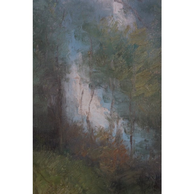 L. Stephano Impressionist Cattle Along Forest Path Landscape Oil Painting 51" For Sale - Image 10 of 12