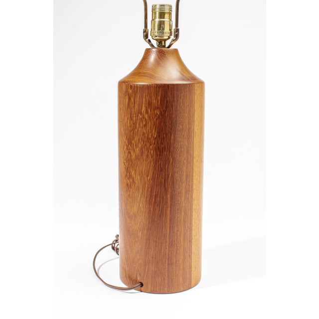 Chestnut 1960s Scandinavian Modern Architectural Solid Teak Table Lamp For Sale - Image 8 of 10