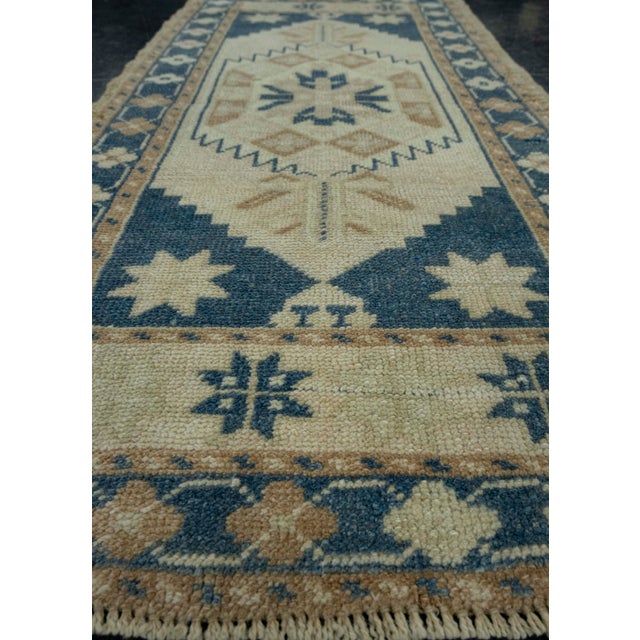 Turkish Mini Rug Oriental Hand Knotted Vintage Rug 1'9" x 3'8" #16518 For Sale In Houston - Image 6 of 8
