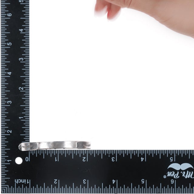 Silver 6 1/8" c1950's Zuni carved turquoise row cuff bracelet For Sale - Image 8 of 10