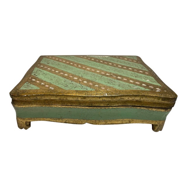 Vintage Florentine Footed Gilt Wood Box For Sale