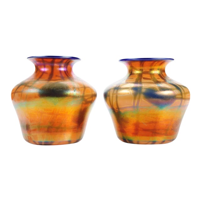 Imperial Art Glass Heart & Vine Decor Vases- A Pair For Sale