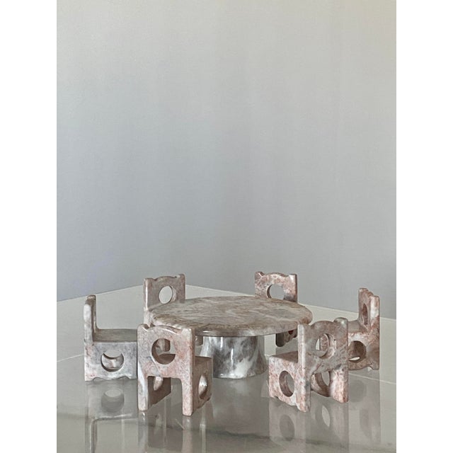 Carved Marble Miniature Table + Chairs For Sale - Image 10 of 15