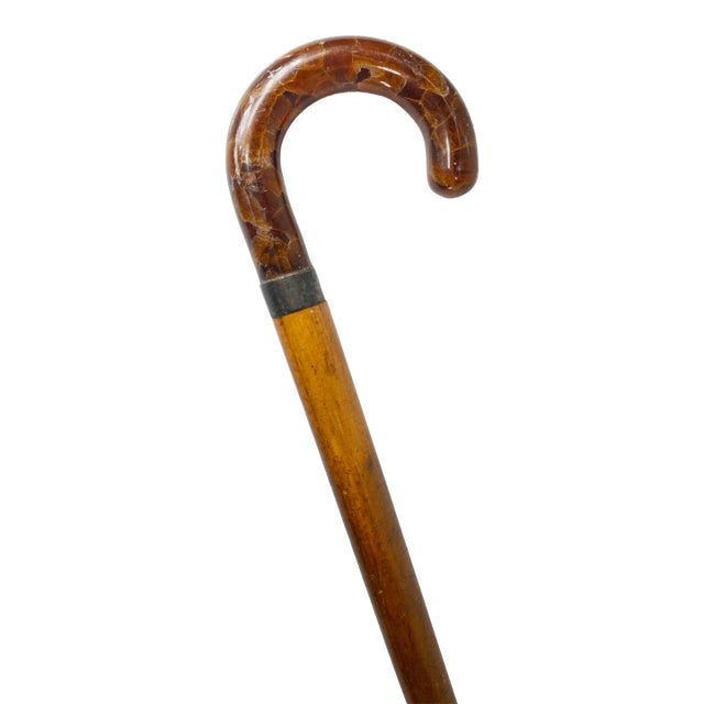Victorian Walking Stick or Cane With Amber Handle For Sale