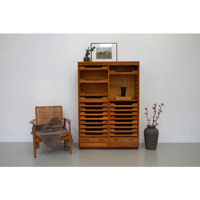 Danish Art Deco Oak Double Tambour Archive Cabinet, 1930s. For Sale - Image 17 of 18