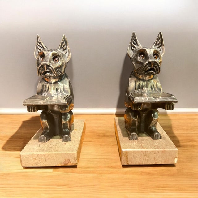 Metal Art Deco Silver Pewter Bookends, 1930s, Set of 2 For Sale - Image 7 of 9