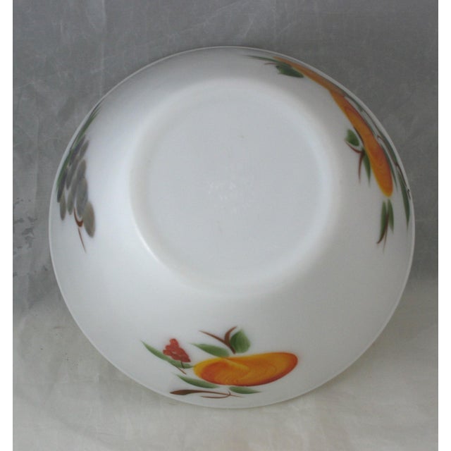 White Mid 20th Century Gay Fad Studios & Fire King Hand Painted Fruit Pattern Milk Glass Bowl For Sale - Image 8 of 9