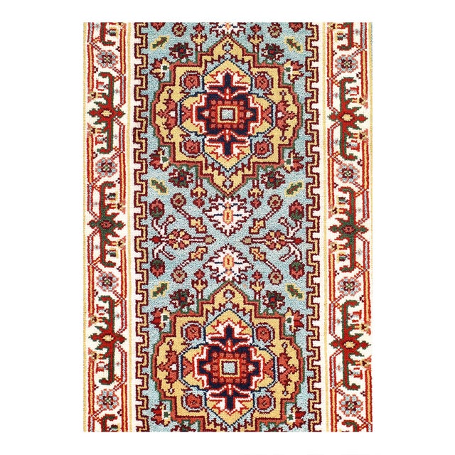 Indo Serapi design rug. Handmade Hand-knotted in fine lambswool. Lamb's Wool on a Cotton Foundation Vegetable Dyed Hand-...