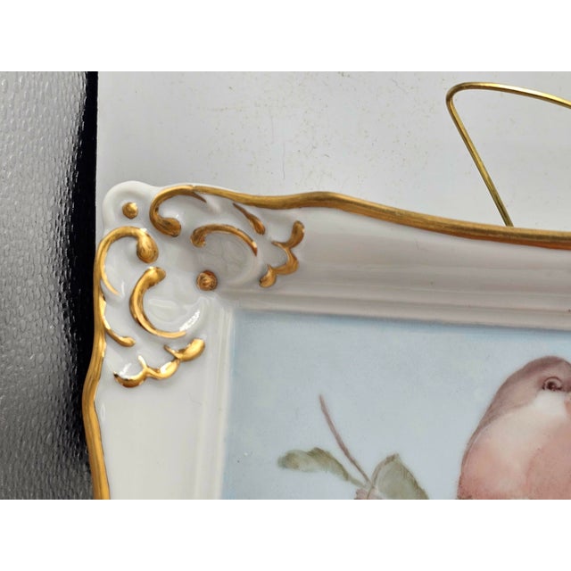 Porcelain bowl, platter, 2 birds, Art Deco, dimensions: height 18 cm, width 22.5 cm, depth 2.7 cm.