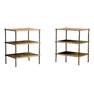 Pair of Chinoiserie Three-Tier Tables by Maison Bagues, 1950s For Sale