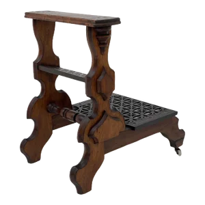 1970s Vintage Table with Metal Accent and Casters