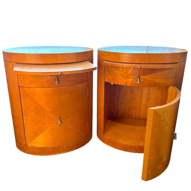Baker Furniture Company Late 20th Century Baker Furniture Modern Art Deco Primavera Oval Nightstands, Pair For Sale - Image 4 of 12
