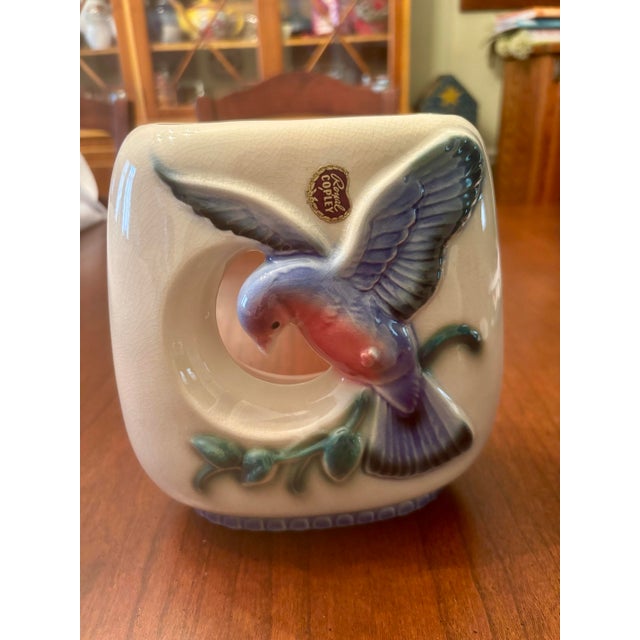 Blue Royal Copley Blue Bird Vase Planter For Sale - Image 8 of 12