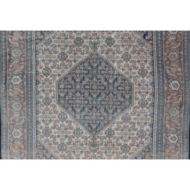 Antique Persian Fine Senneh Rug With Medallion and Tribal Geometric Design 4'7 X 6'5 For Sale - Image 9 of 14