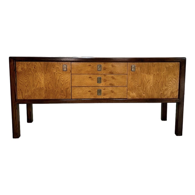 1970s Mid Century Burlwood Credenza by Century Furniture For Sale