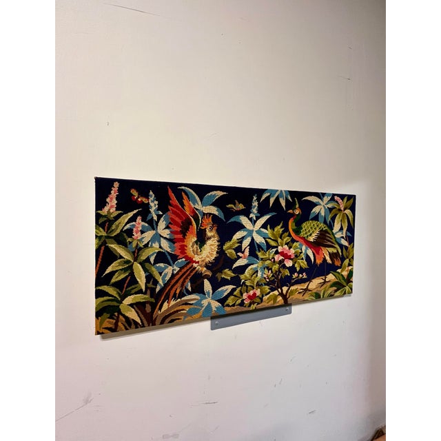 French Vintage French Needlepoint Tapestry Birds of Paradise For Sale - Image 3 of 11