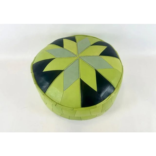 Hand-Crafted Morocco Leather Ottoman, 1980s For Sale - Image 4 of 10