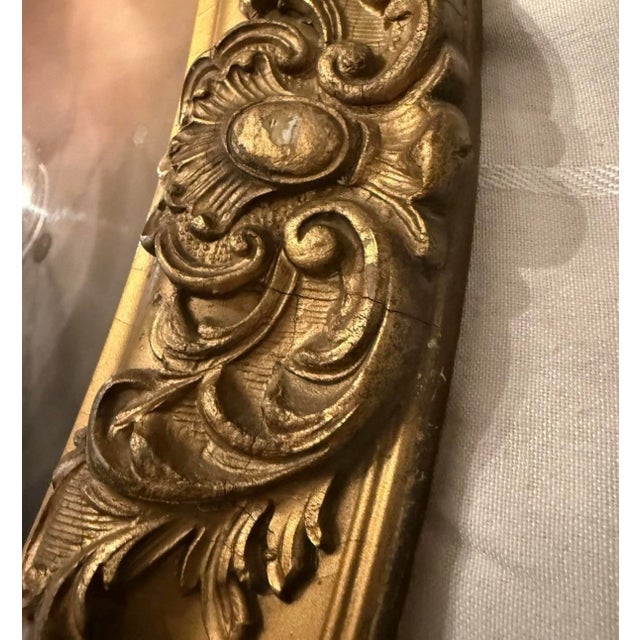Gold Antique Hand Tinted Pre 1890s Photo Ornate Frame Convex Bubble Glass 19x25” For Sale - Image 8 of 11