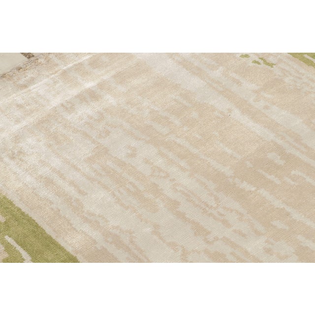 2010s Contemporary Beige Green Runner Geometric Floral Silk Rug by Rug & Kilim For Sale - Image 5 of 11
