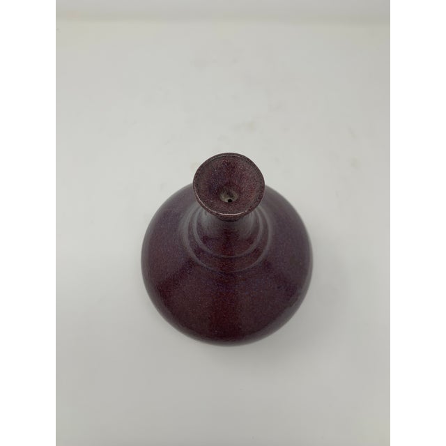 Eggplant Mid 20th Century Plum Glazed Ceramic Vase For Sale - Image 8 of 11